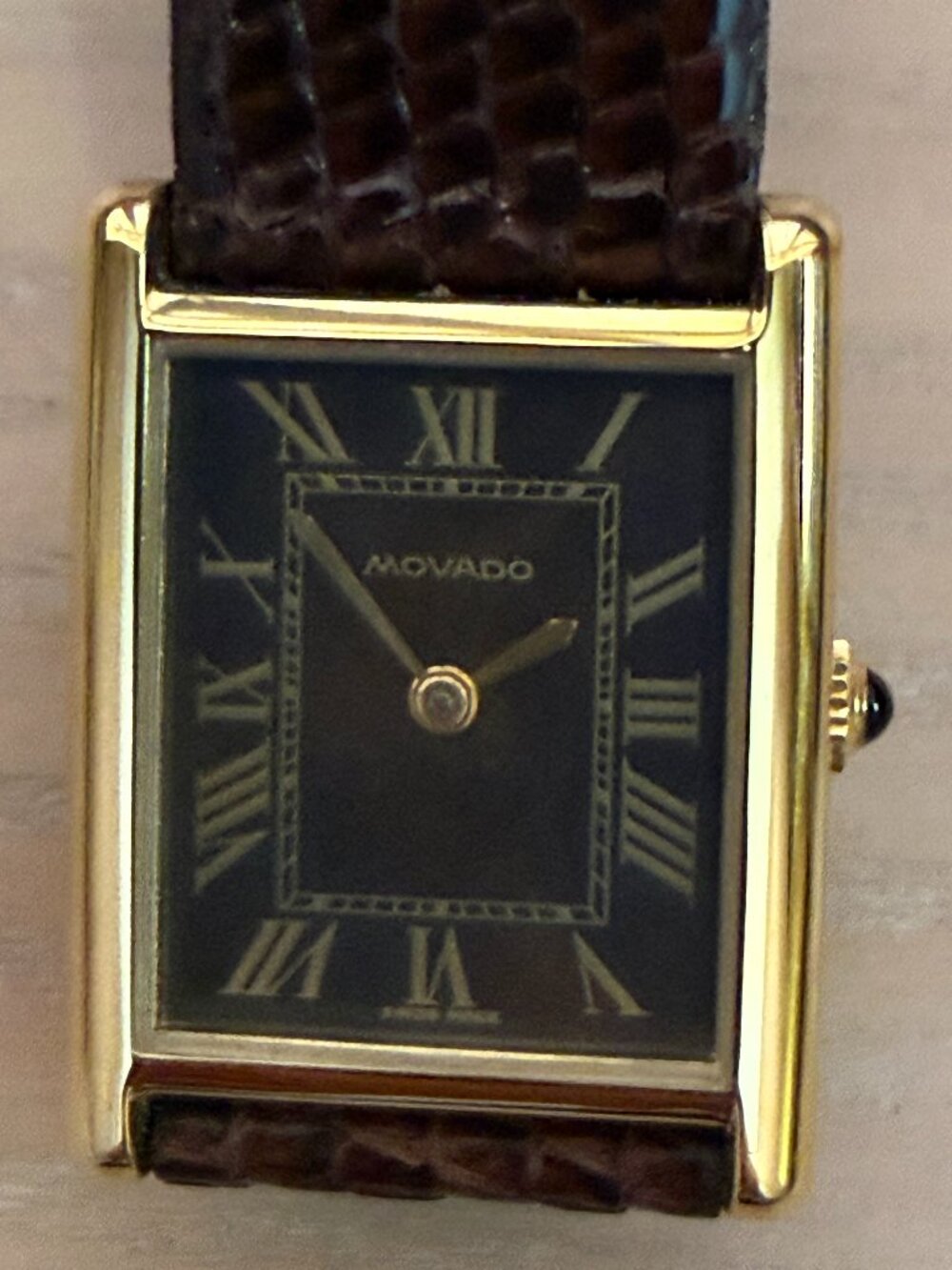 SOLD. SOLD. Movado Unisex Tank Watch, Circa 1979-1981. Never Worn. Rare!